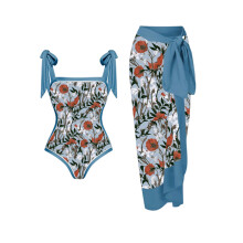 Hochwertiger Strandüberwurf aus Stoff, Sarong Pareo mit zweiteiligem Bikini-Design, konservativer Hüftschutz, integriertes Brustpolster, ohne