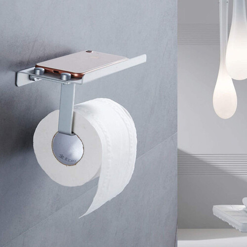 Elegant toiletpapirholder, integreret telefonhylde til problemfri multitasking, rustfri aluminiumslegeringskonstruktion 2