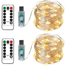 Warm White Fairy String Lights 10M, 100 LED Silver Wire Lights with Remote Control, Easy to Shape LED String Lights for Indoor or Outdoor Wedding Part