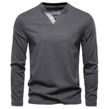 Men's Clothing Classic 100% Cotton T-shirt Men Casual Solid Color Long Sleeve Sweater Autumn Classic High Quality