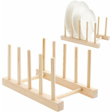 Support en bois de bambou facile à nettoyer, séchage vertical et gain de place pour placard de cuisine (2 pièces)