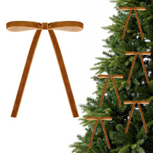 Christmas Tree Bows 24 Pcs Elegant Brown Velvet Decorations for Tree Wreath Indoor Outdoor