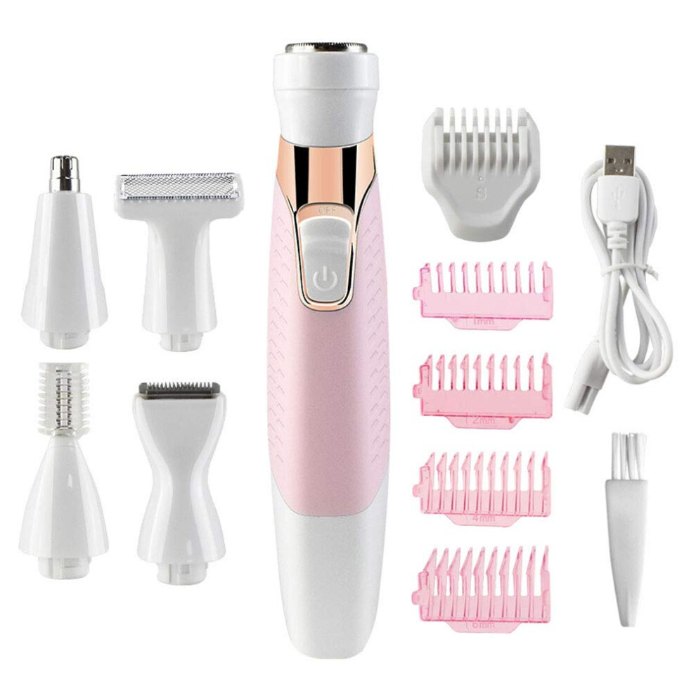Women's Hair Trimmer 5in1 Electric Shaver Painless Face and Body Hair Removal Rechargeable