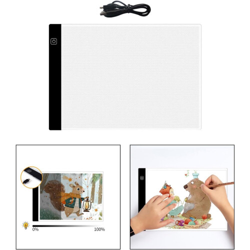 Tracing Light Box, LED Tracing Light Pad, Portable, Multifunctional A4 LED Board Light Table for Animations, Stepless Dimming Continuously dimming 2
