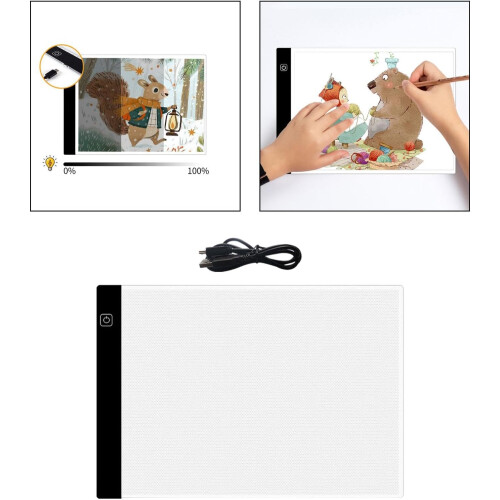 Tracing Light Box, LED Tracing Light Pad, Portable, Multifunctional A4 LED Board Light Table for Animations, Stepless Dimming Continuously dimming 1