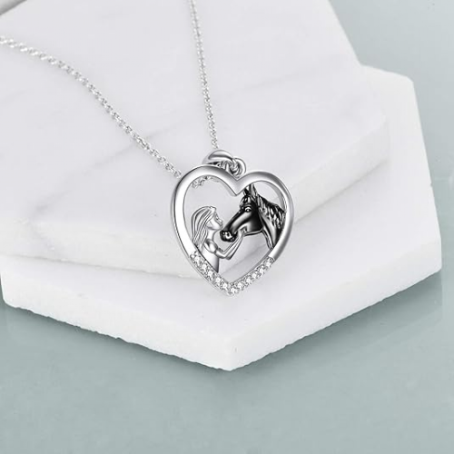 Κολιέ Κλειδαριάς σε Σχήμα Καρδιάς σε Χρώμα Κοριτσιού και Αλόγου 2