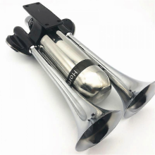 12V/24V 500DB dubbele trompet elektrische claxon luide chromen luchthoorn luidsprekerset met luchtcompressor compatibel met trein, vrachtwag