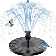 Fontana solare, pompa solare per laghetto da 1,4 W con 4 effetti | Pompa solare per acqua con altezza massima di 70 cm | Pompa solare per fo
