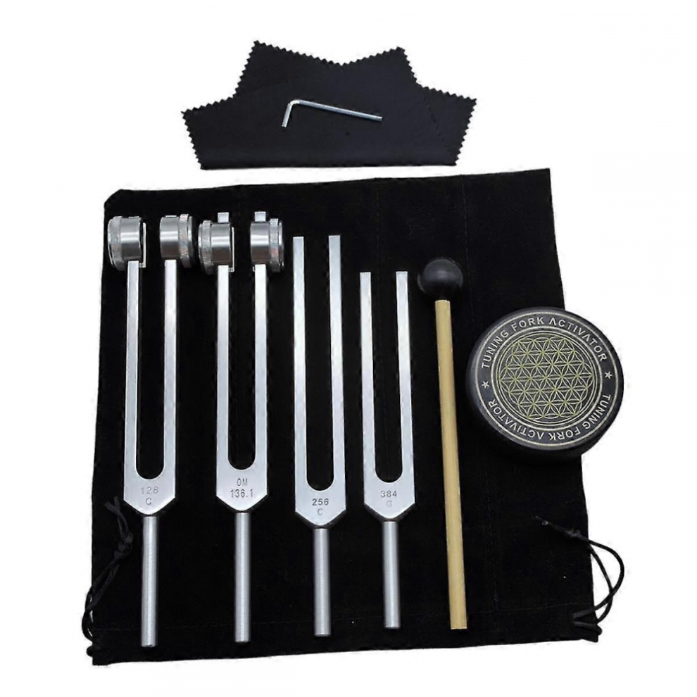 Tuning Forks for Healing Set 128Hz, 136Hz, 256Hz, 384Hz & Hockey Puck Activator for Healing,Sound Therapy,Keep Body