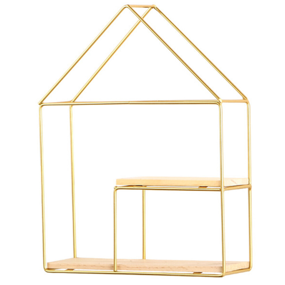 Contemporary Style Round Floating Shelves, Space Saving Wall Mounted Shelf With Durable & Sturdy Gold Metal And Wood, Easy To Install For Your Room De 9466005981095