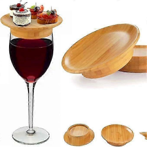 Set di 4 pezzi riutilizzabili per bicchieri da vino in bambù da 4 pollici 1