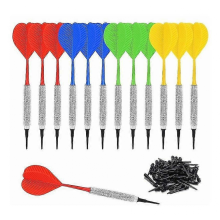 Conjunto de dardos com 100 pontas extra macias, dardos de segurança macios (vermelho, amarelo, azul, verde) (12 unidades)