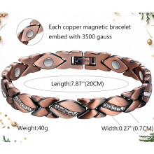 Bracelet tendance en cuivre pur avec aimants intégrés, longueur ajustable, hypoallergénique et résistant aux rayures, laque longue durée.