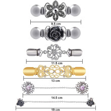 Sjalklipssett til kappegenserkardigan, klips til baksiden av midjen for kvinner med vintage blomsterdesign, elegante sjalklips til genser og jakker.