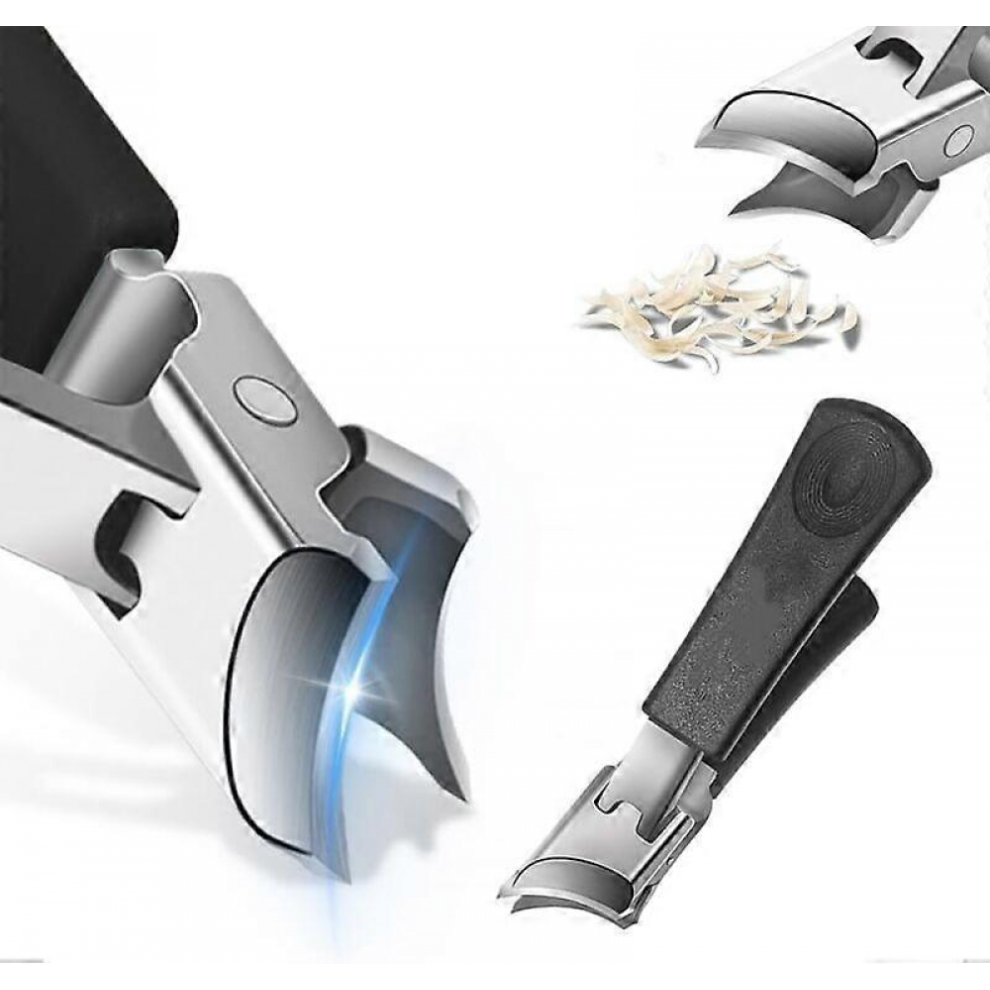 Wide Jaw Opening Anti-Splash Slanted Nail Clipper, Ultra Sharp Stainless Steel