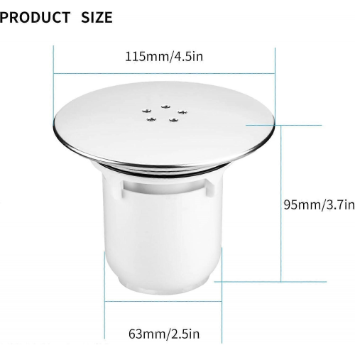 Universal Shower Drain Cover, 90mm/115mm Replacement Plug 1