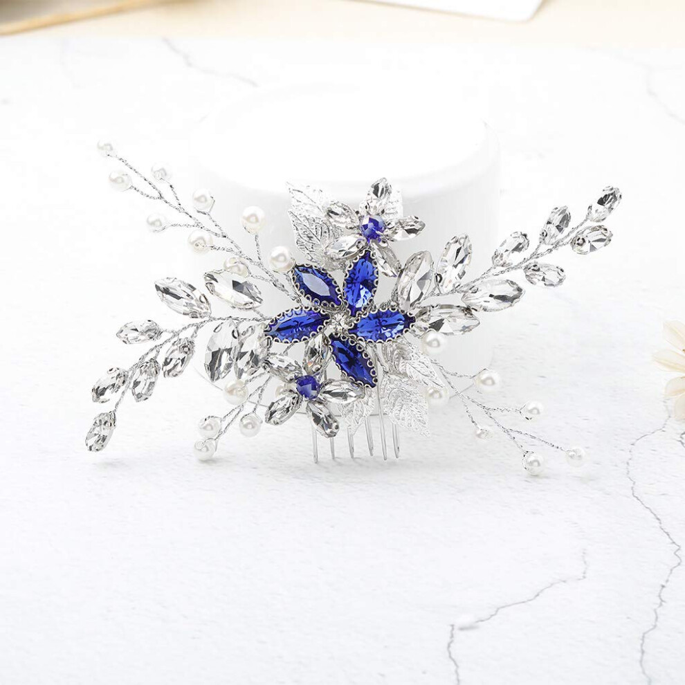 Silver Leaf Hair Piece, Unique Hair Updo Pin, Elegant Wedding Accessories for Women Girls, Handmade with Rhinestones, Wedding Hair Accessories, Fits