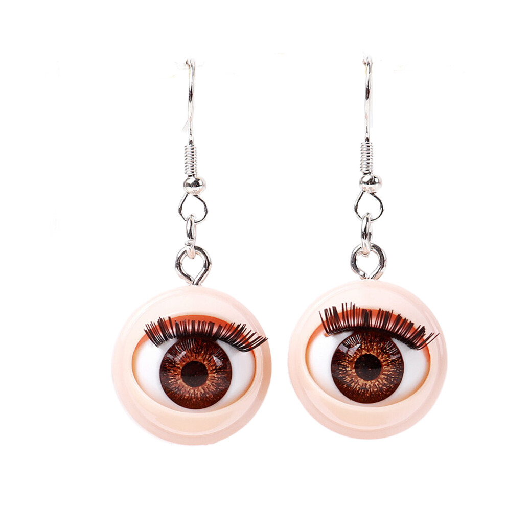 Quirky Acrylic Eyeball Stud Earrings For Hip Hop-Brown