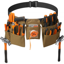 19 Pockets Tool Belt, DIY Adjustable Practical Belt, Tool Bag for Men, Pink (AAA)