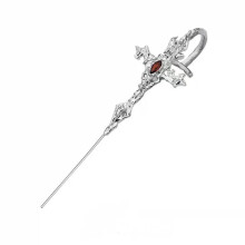 Gothic Crosses Design Ear Studs Black Metal Punk-Silver Plated