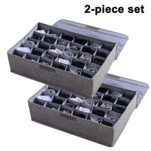 Organizzatore pieghevole salvaspazio, dimensioni adatte per biancheria intima, calze, collant, tessuto resistente agli strappi, lino e cotone. 2