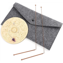 Kit de Varetas de Cobre para Radiestesia, Pêndulo Espiritual e de Adivinhação, Tabuleiro para Meditação da Água e Cura Energética.