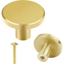 Dresser Knobs, Solid Brass Cabinet Hardware with Round Design for Elegant Home Upgrade, Easy Installation with Pre-Included Screws, Suitable for Kitch