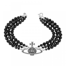 Triple Layer Necklace Featuring Sparkling Black Crystal Planet Pendant Necklace Alloy Texture Suitable Compatible with Everyday