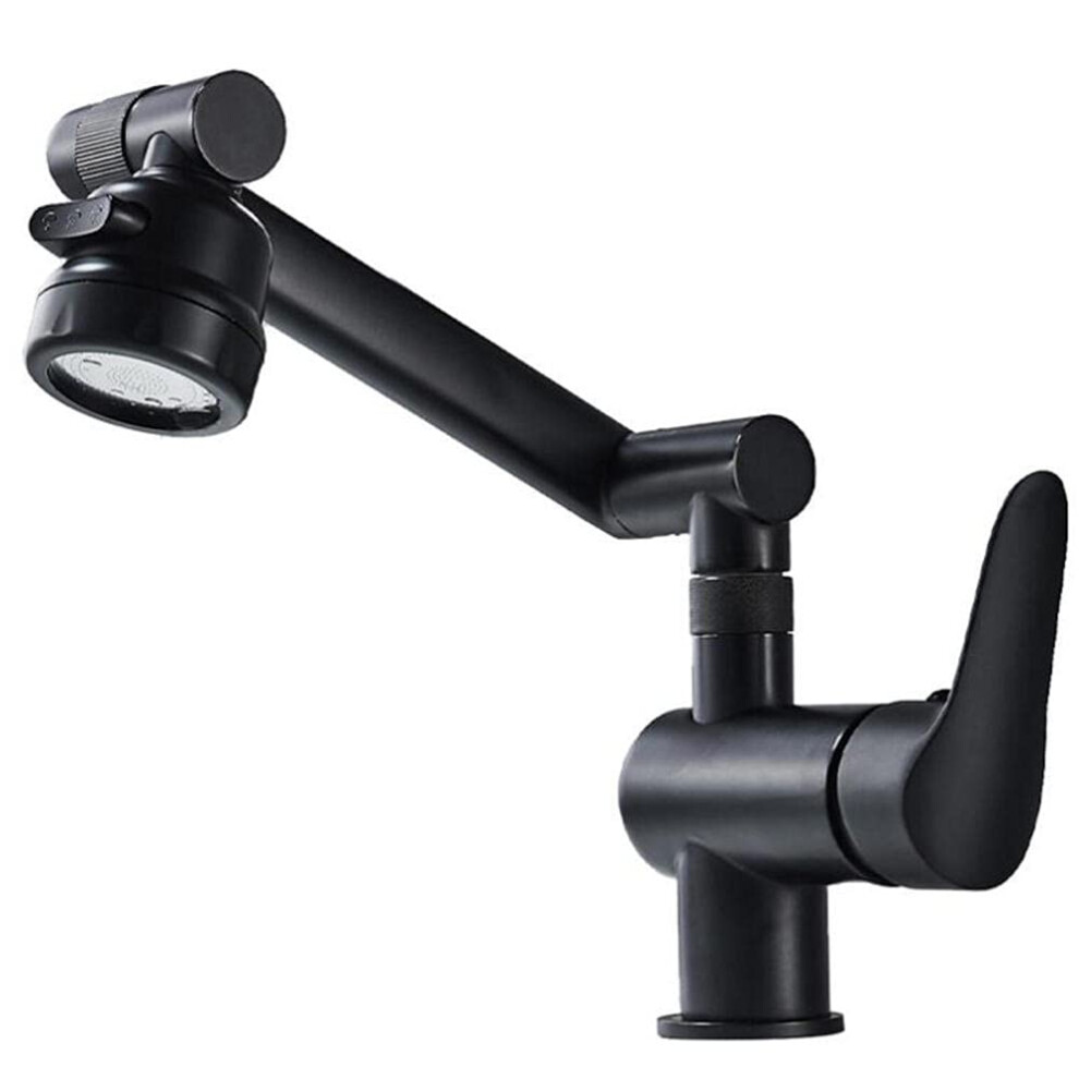 Brass Bathroom Sink Faucet With 360 Swivel Spout, Hot And Cold Mixer Tap, Matte Black Finish 9119770632746