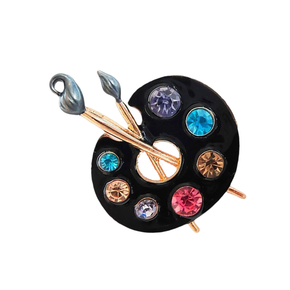 Enamel Brooch With Crystal Artistic Unisex Accessory-Black 7696001097984