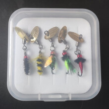 5x Fly Hook Lures with Real Feathers for Trout Topmouth Culter Bass Fishing Trips 14 Mashup Ref: 3605
