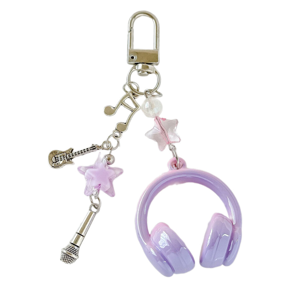 Creative Star Charm Phone Chain Strap Headphone- Keychain Purple 7696001099803