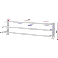 Stilige flytende hyller, veggmonterte, plassbesparende aluminiumsstenger med heltre furu til bad, stue (60 cm x 22 cm)