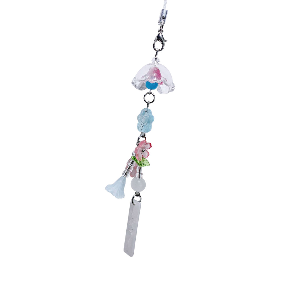 Customizable Oceanic Design Beaded Mobile Phone Chain- Blue 7696001102145