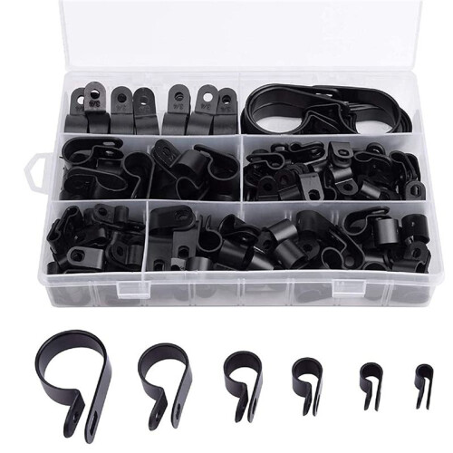 400Pcs R-Type P-Type Cable Clamps Plastic Nylon Wire Clip Assortment Kit Hardware Tools Cable Clip Buckle Clips Ties 1