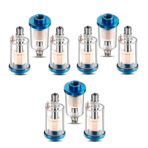 9 Pieces Water Oil Separator Filter Airbrush Filter Moisture Separator for Air Line Compressor Fitting