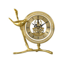 Modern Silent Desk Clock for Living Room and Bedroom Mantel, Gold Finish, 19x20x14.5cm