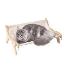 Cat Window Perch Wooden Hammock Bed With Washable Cover DoubleSided Window Seat AllSeason Indoor Cat Furniture