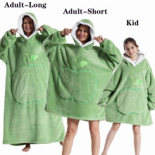 (1pc-Adult Size, Full Green Apple) Oversized Blanket Flannel Warm Family Halloween Avocado Women HomewearSweatshirt