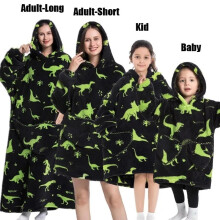 (1pc-Adult Size, Jurasick Black green) Oversized Blanket Flannel Warm Family Halloween Avocado Women HomewearSweatshirt