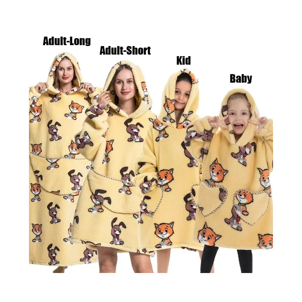 (1Pc-Baby Size, Doge ) Oversized Blanket Flannel Warm Family Halloween Avocado Women Homewearsweatshirt Yellow