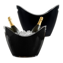8 Litre Black Acrylic Ice Bucket - 2 Pack - Large Drinks & Champagne Tub with Carry Handles