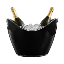 Black Ice Bucket Champagne Drink Cooler Acrylic Plastic Large Oval