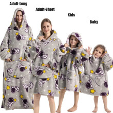(1pc-Kids Size, astro) Oversized Blanket Flannel Warm Family Halloween Avocado Women HomewearSweatshirt