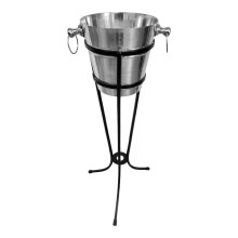 Premium Stainless Steel Wine & Champagne Ice Bucket with Wrought Iron Stand
