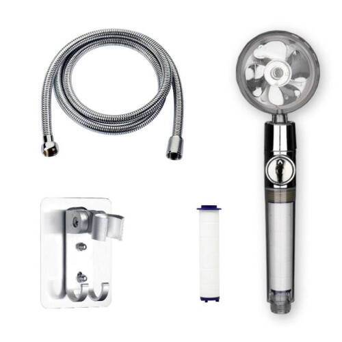 Turbo-Duschkopf mit Brauseschlauch und Wasserfilter