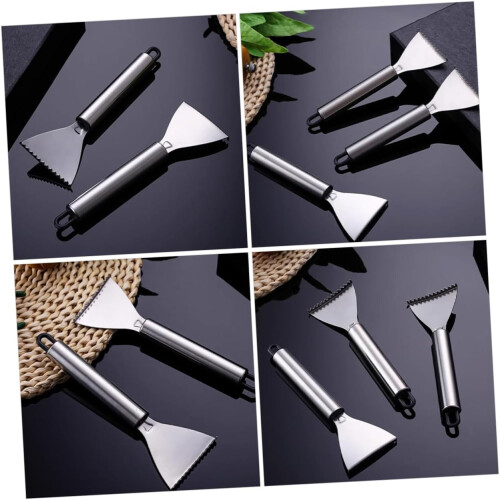Fish Scale Scraper Stainless Steel Fish Descaler Kitchen Tool Silver 1