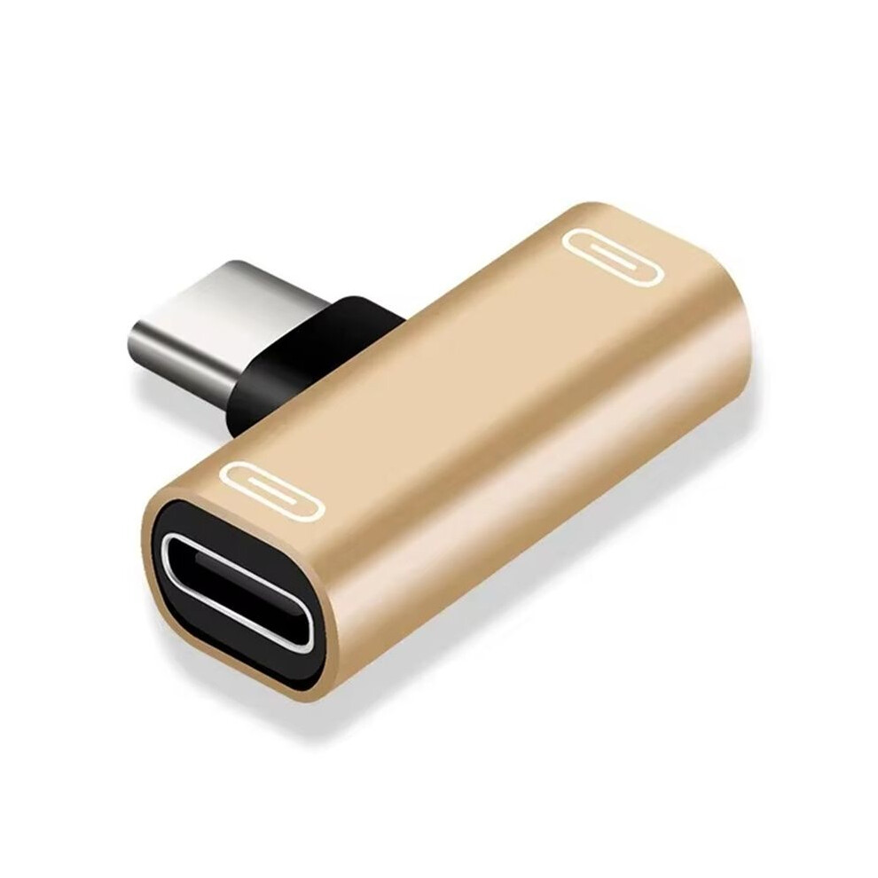 3 In 1 Double Type-C Adapter Type-C Charge Cable Charger Earphone Converter For Smartphones Headphone Adapter Gold 6133869911621