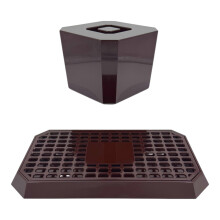 Octagonal Plastic Ice Bucket &Drip Tray Brown