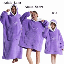 (1pc-Adult Size, Purple Apple) Oversized Blanket Flannel Warm Family Halloween Avocado Women HomewearSweatshirt
